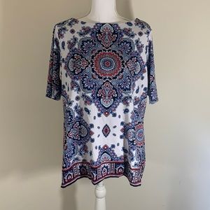 Charter Club Print Shirt Button Details On Shoulder Size 1x